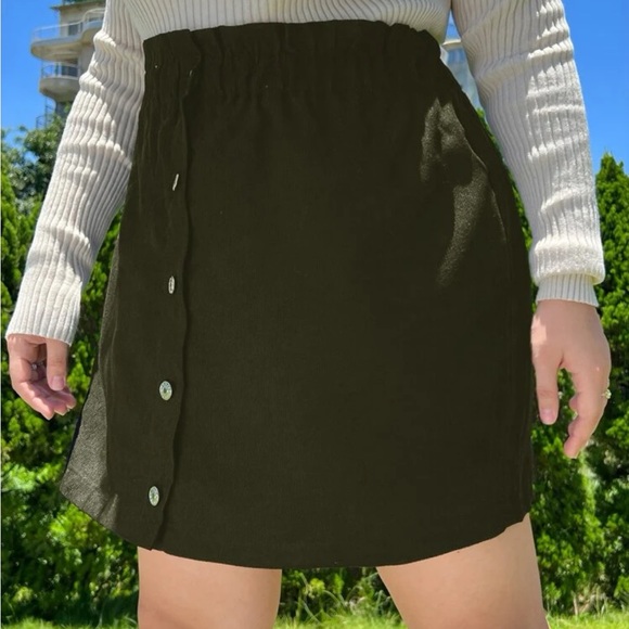 Plus High Waist Single Breasted corduroy Skirt 3x - Picture 3 of 3